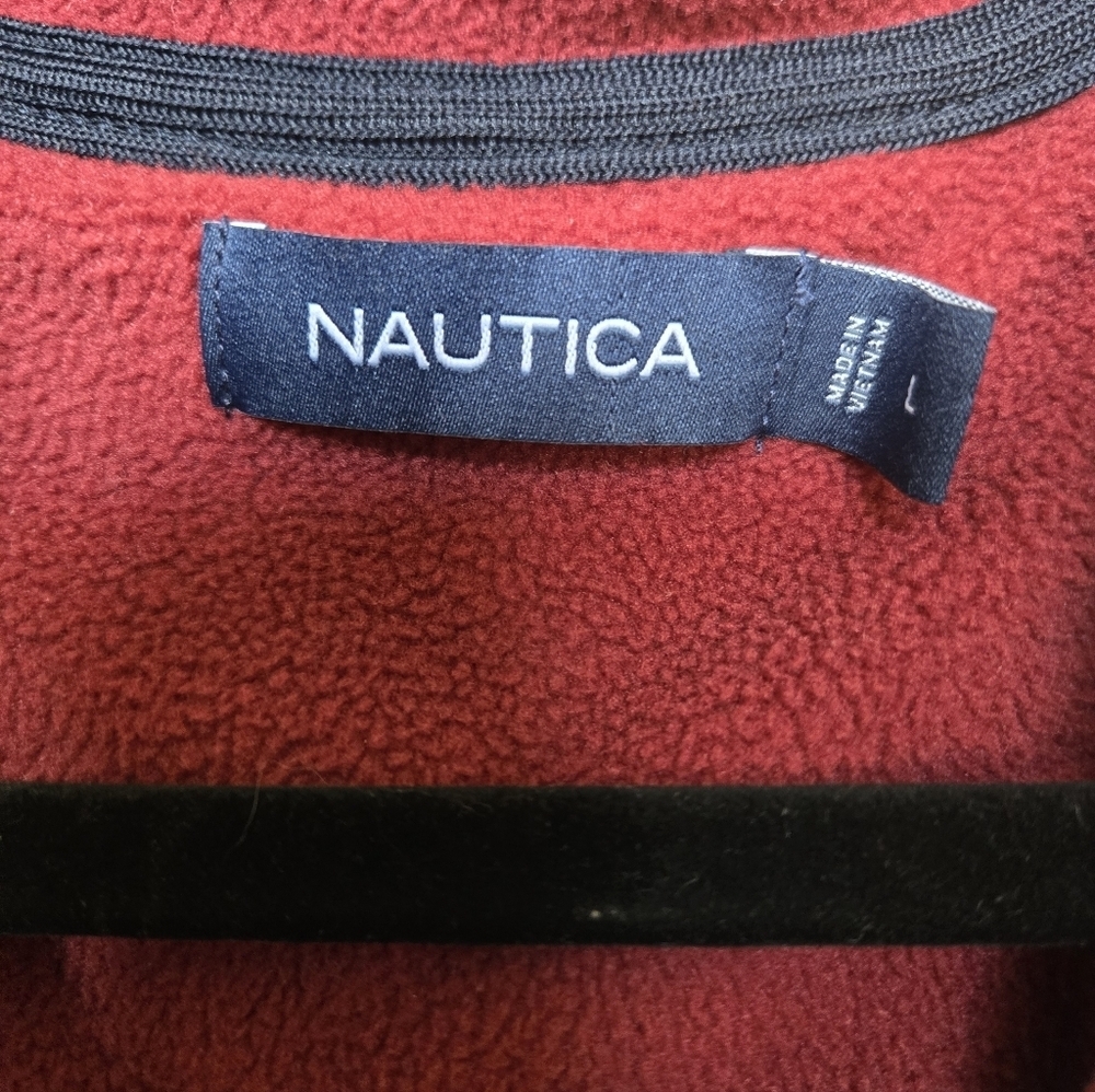 Nautica Men's Red and Black Plaid Quarter-Zip Sweatshirt.Size L - Picture 3 of 5